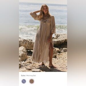 Free People Beige Starlight Lace Maxi Dress